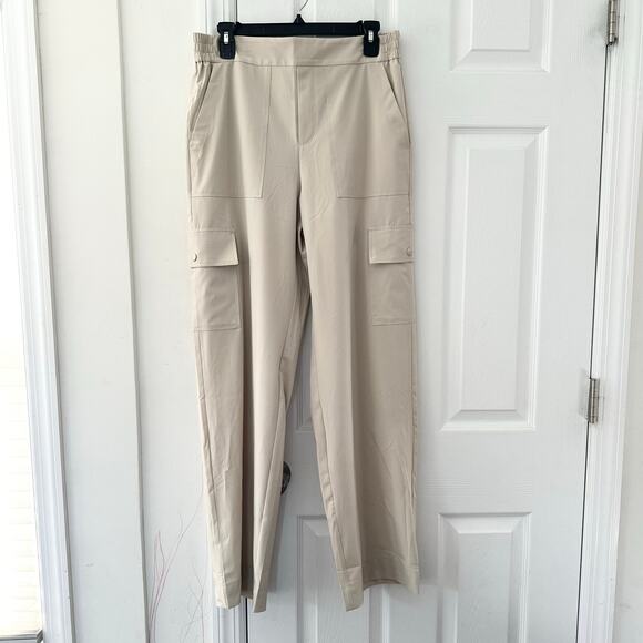Lou & Grey Beige Wanderweave Cargo Style Straight Wide Leg Pants New Medium - Picture 2 of 11